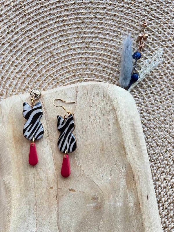 Katten oorbellen ZEBRA COUTURE