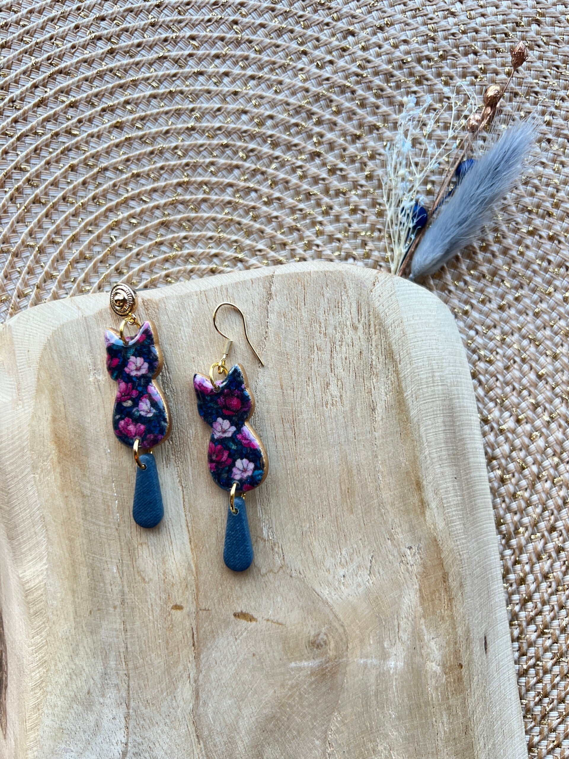 Katten oorbellen DENIM GARDEN