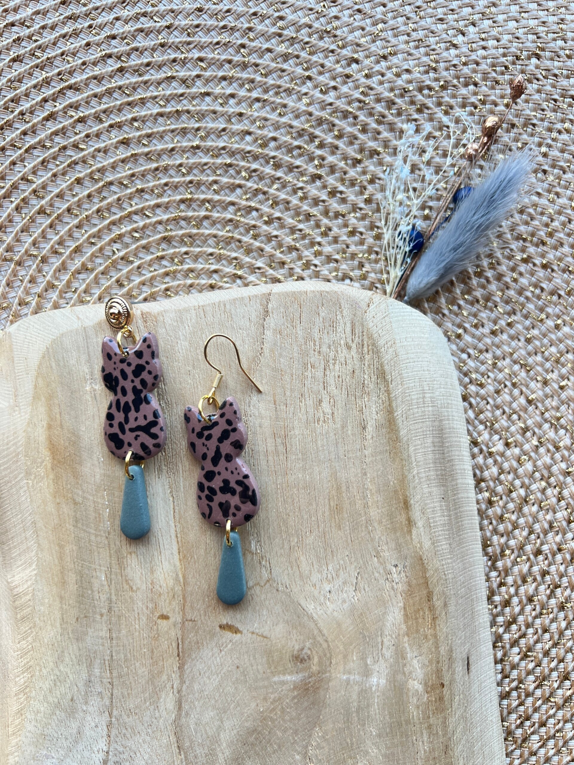 Katten oorbellen BOHO RODEO brown