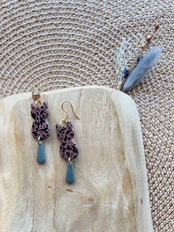 Katten oorbellen BOHO RODEO brown