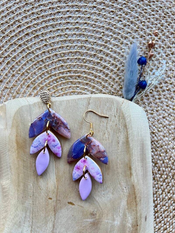 Statement oorbellen MAISON BLUSH marble leaf