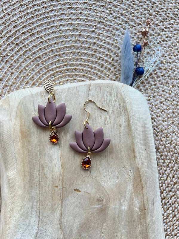 Lotus oorbellen mocha brown