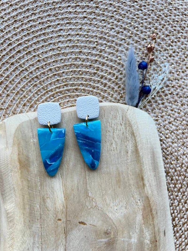 AZURE 10 blauwe marmer oorbellen