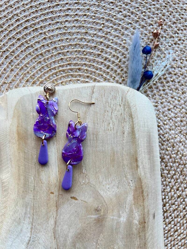 Katten oorbellen ALCHEMIST PURPLE