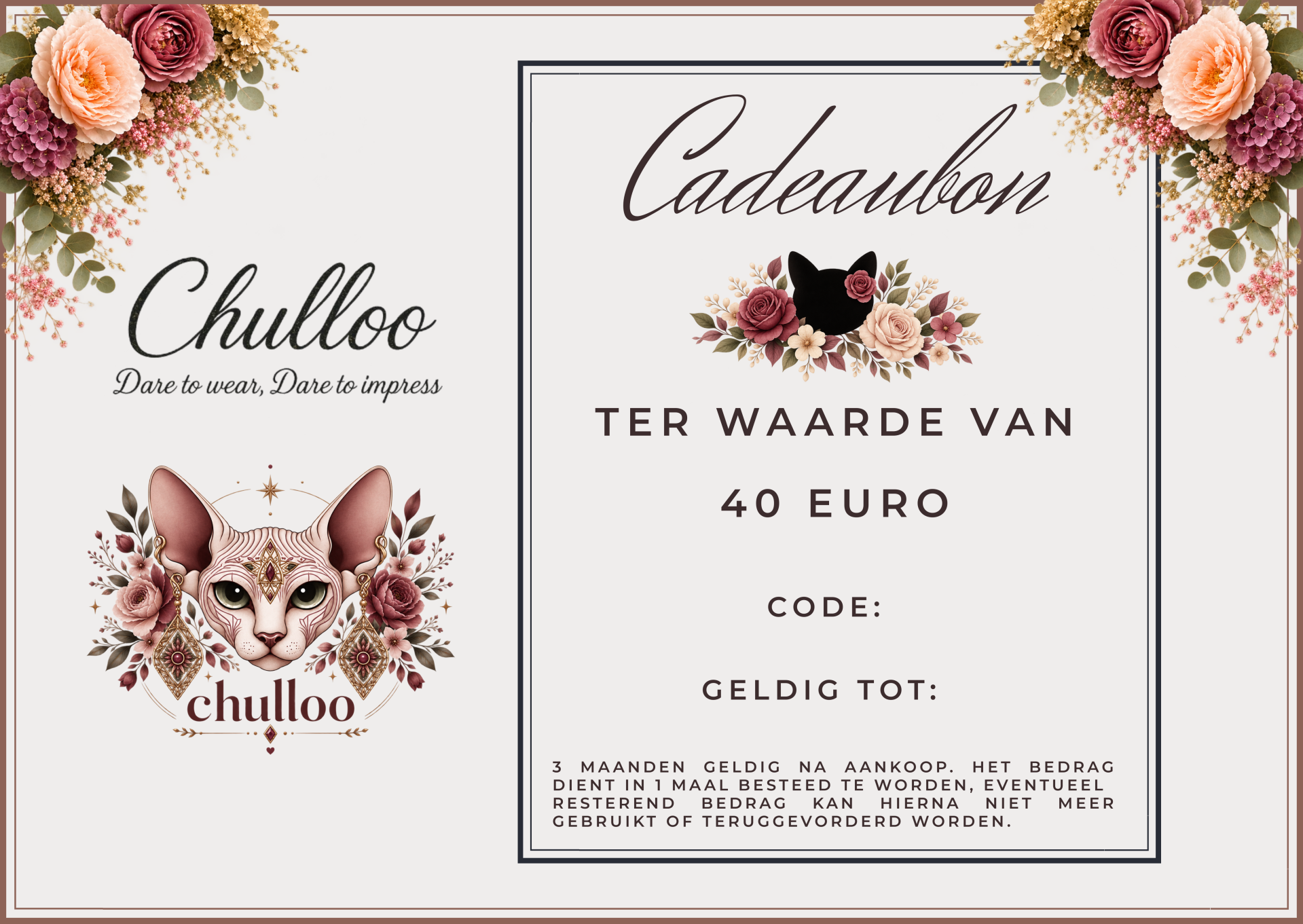 Chulloo cadeaubon 40 euro