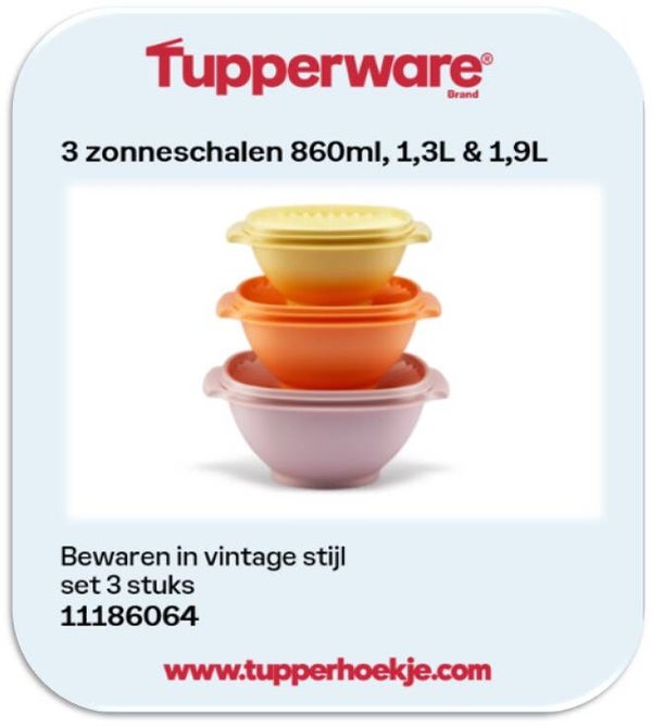3 zonneschalen 860ml, 1,3L & 1,9L