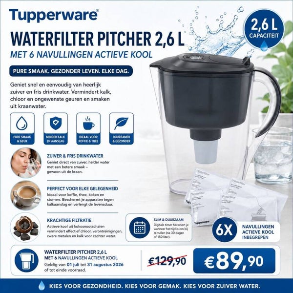 waterfilter pitcher + 6 navullingen