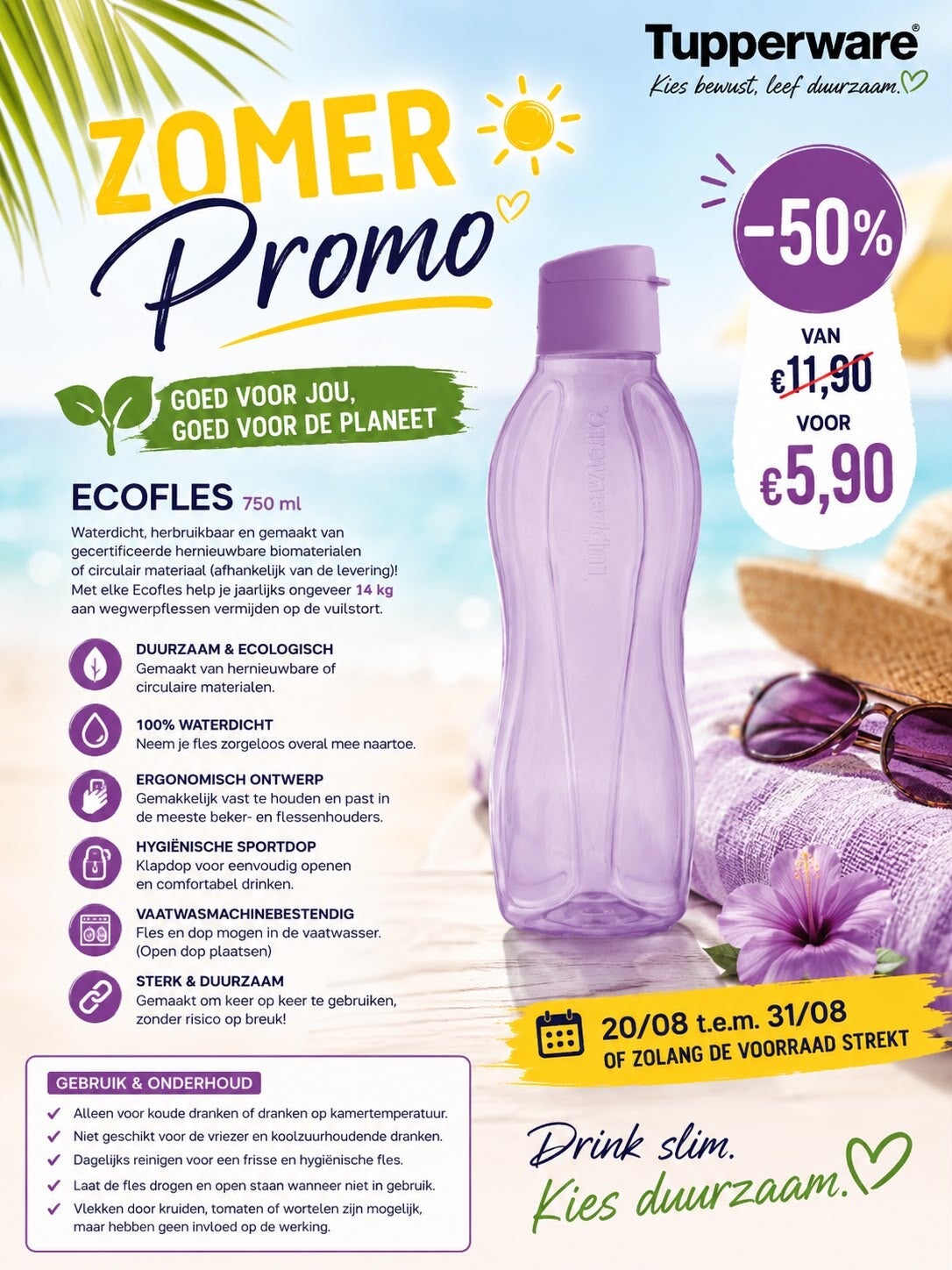 ecofles 750ml paars