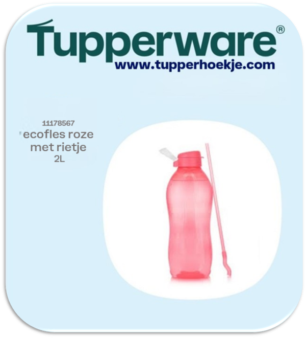ecofles 2L met rietje roze