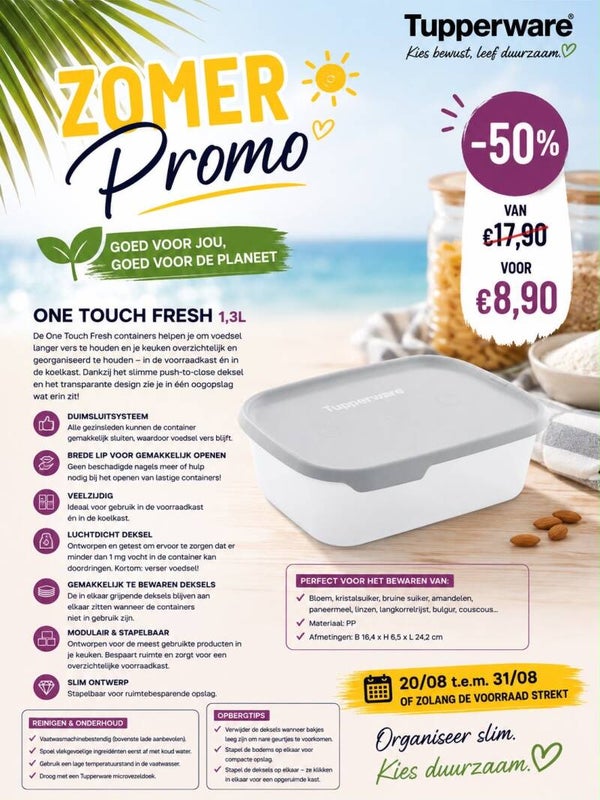 one touch fresh 1,3L rechthoekig
