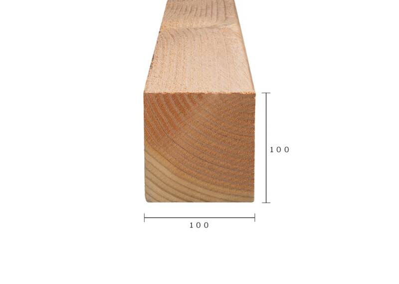 Lengte 4 meter - balk 100mm x 100mm fijnbezaagd