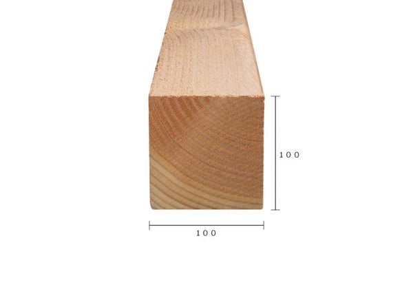 Lengte 4 meter - balk 100mm x 100mm fijnbezaagd