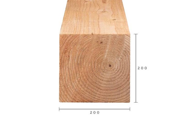Lengte 5 meter - balk 200mm x 200mm fijnbezaagd