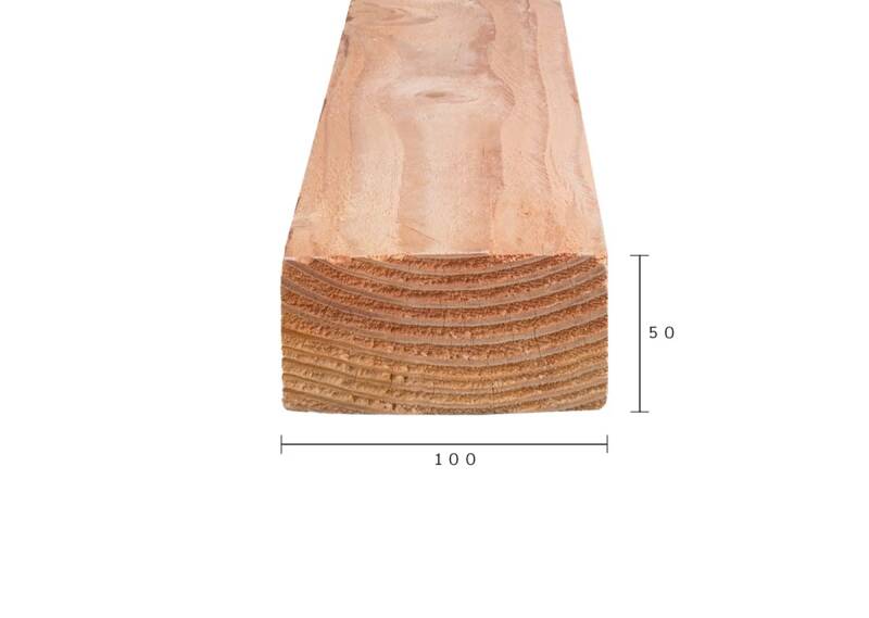 Lengte 5 meter - balk 50mm x 100mm fijnbezaagd