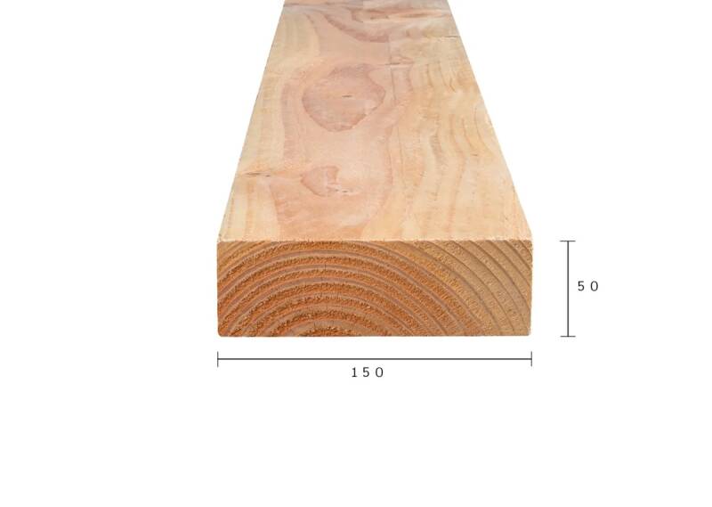 Lengte 5 meter - balk 50mm x 150mm fijnbezaagd