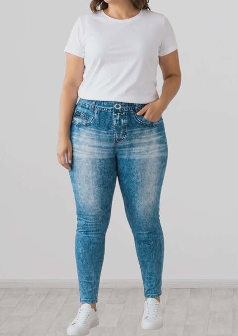 👖 Leggings "Trompe-l'œil" Denim – (Taille XL / 42-44)