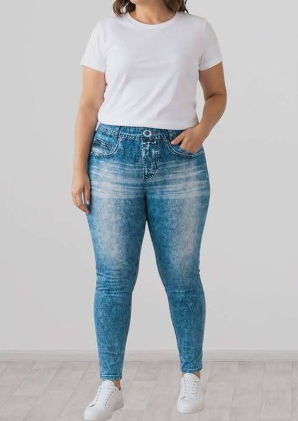 👖 Leggings "Trompe-l'œil" Denim – (Taille XL / 42-44)
