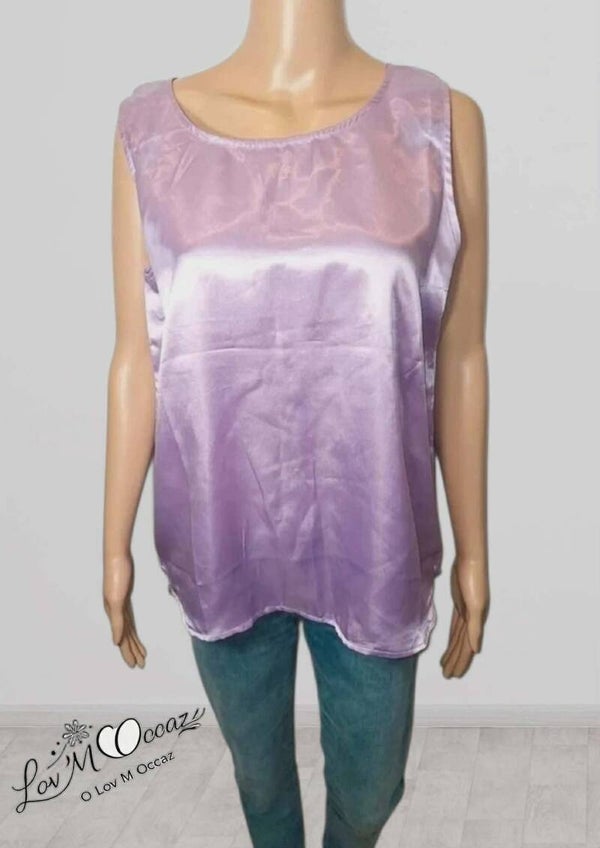 💜 Débardeur satiné lilas – Taille 44