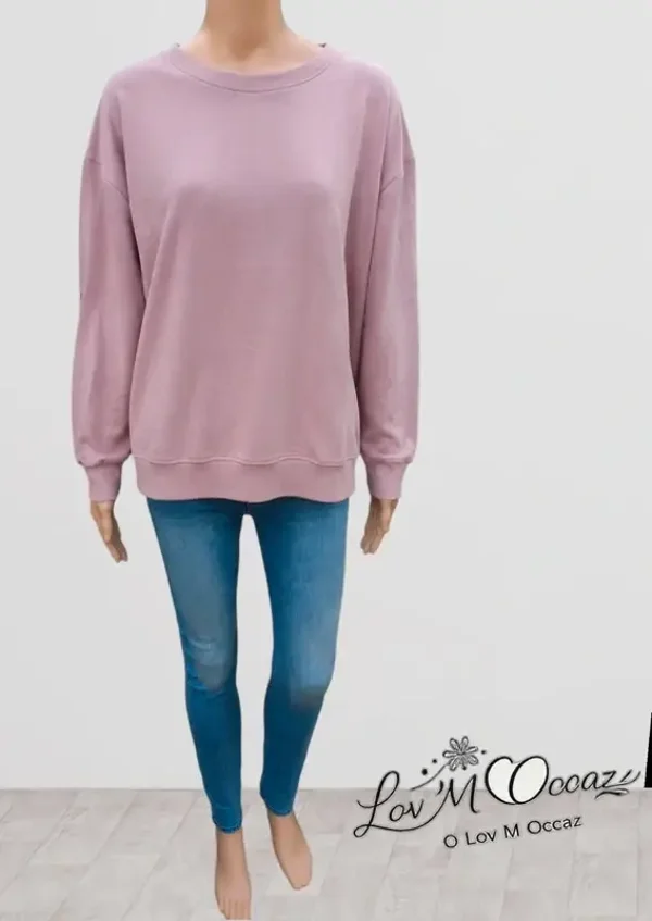 🌸 Sweat femme vieux rose col rond – Taille XL