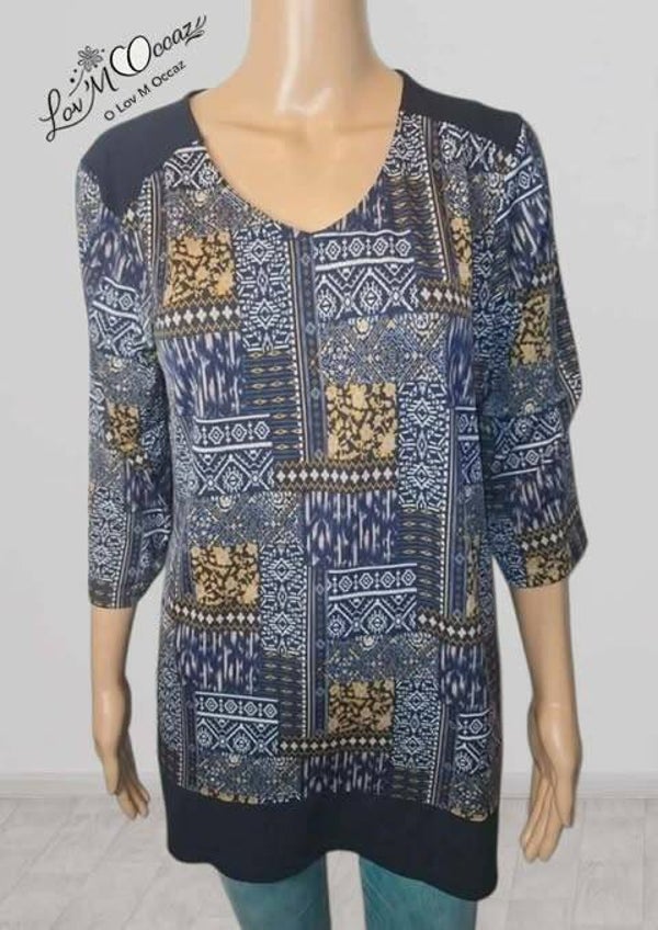 👚 Blouse fluide bleu marine – Manches 3/4 – Taille XL