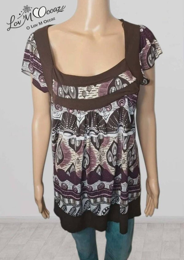👚 T-shirt fluide marron chocolat – Coupe évasée – Taille XL