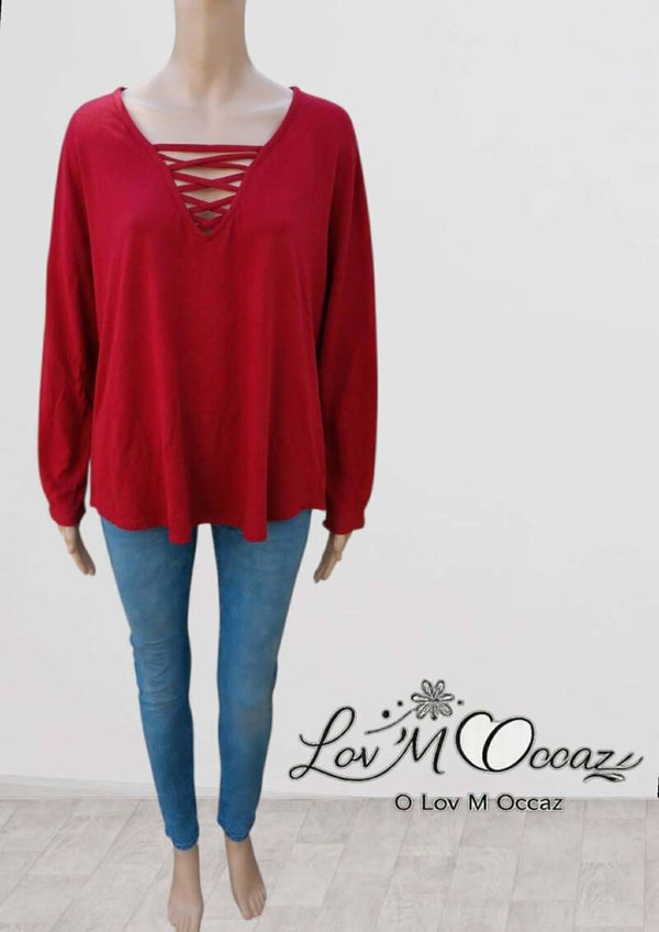 ❤️ Top manches longues « Rouge Passion » – Rainbow – Taille 48/50