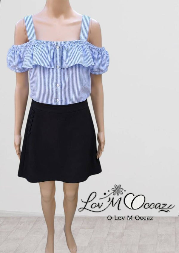 🖤 Jupe Trapèze Noire « Élégance Boutonnée » – MissHelen – Taille réelle 36 (étiquette XL)