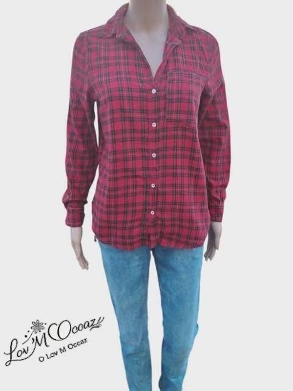 ❤️ Chemise femme à carreaux rouge et noir – Style bûcheron – Taille L (voir mesures)