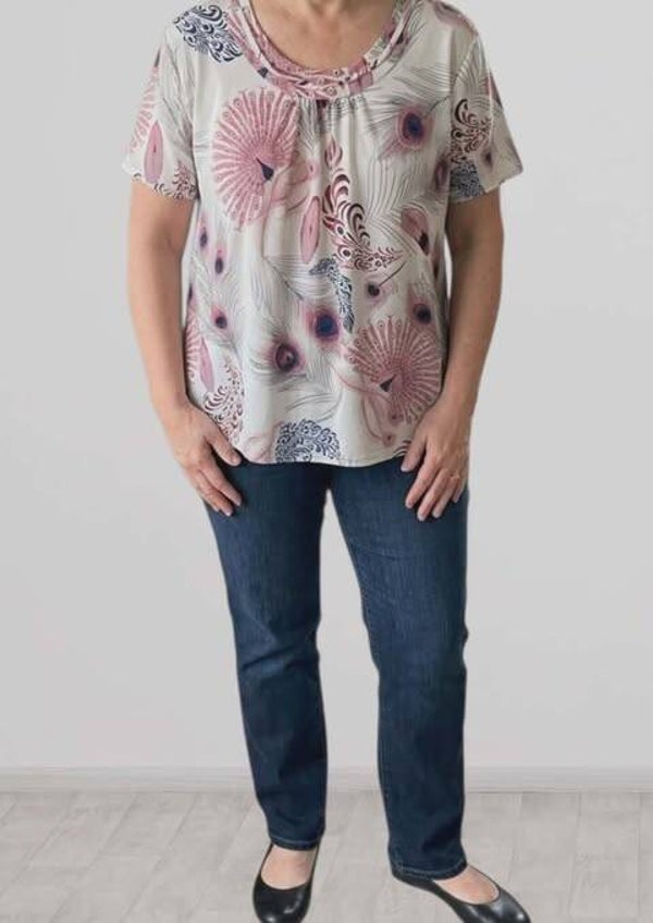 ❤️Top Fluide Motif Plumes de Paon - Marque XIU DA