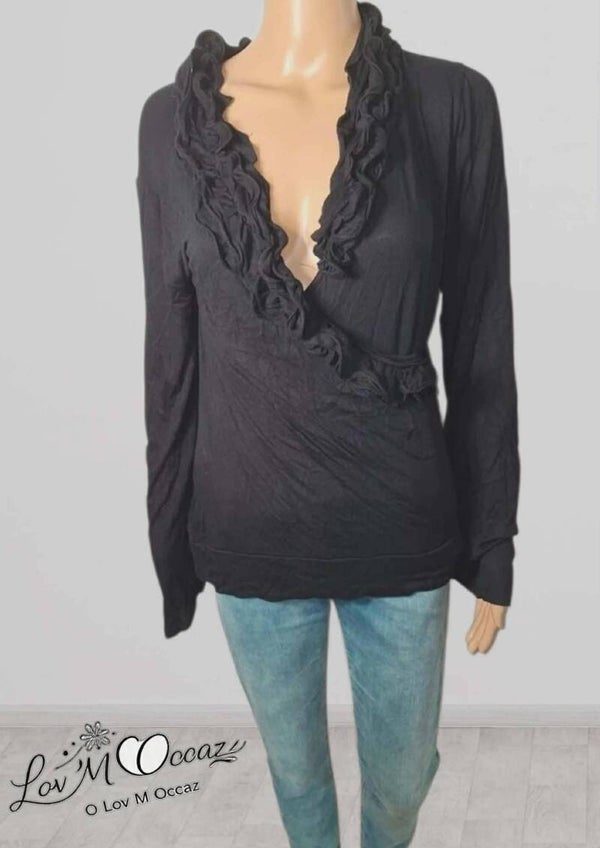 🖤 T-shirt femme manches longues noir Sisi Bella – Taille XL (taille petit)