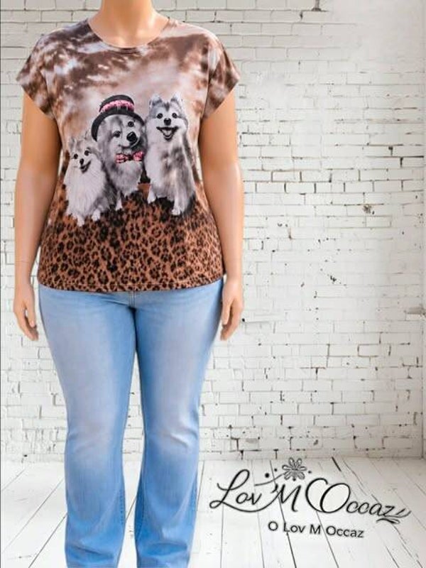 🐱 T-shirt fluide chat avec strass & dentelle – M2K Paris – Taille 44/46