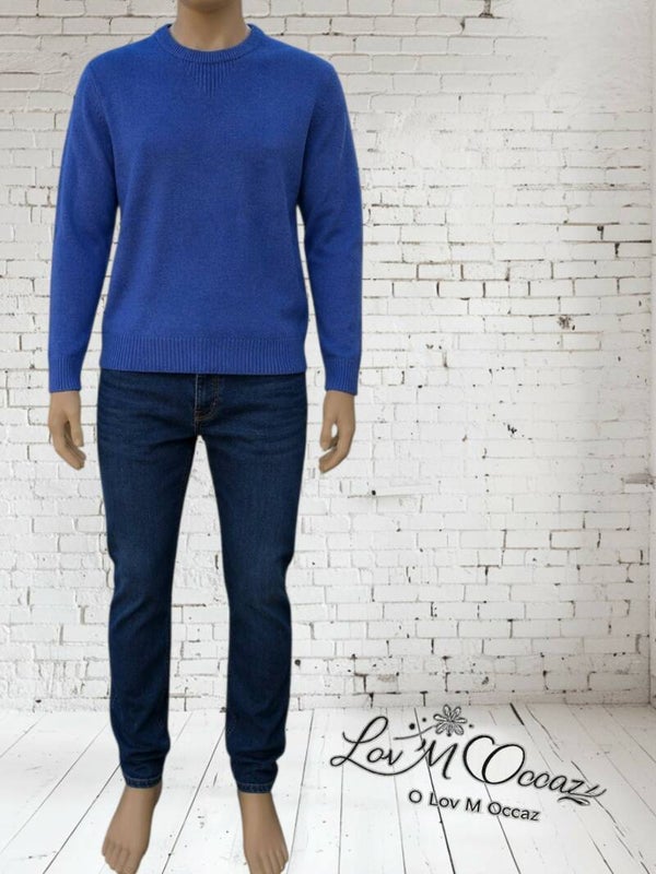 💙 Pull col rond Jules – Bleu électrique – Taille M