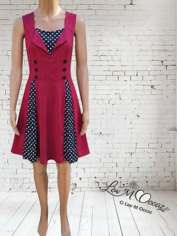 👗 Robe rétro / pin-up rouge à pois blancs – Taille XL
