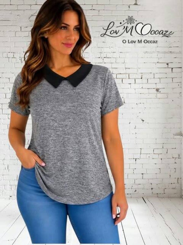 🖤 T-shirt femme Kiabi – Col Claudine – Noir & blanc – Taille 42/44