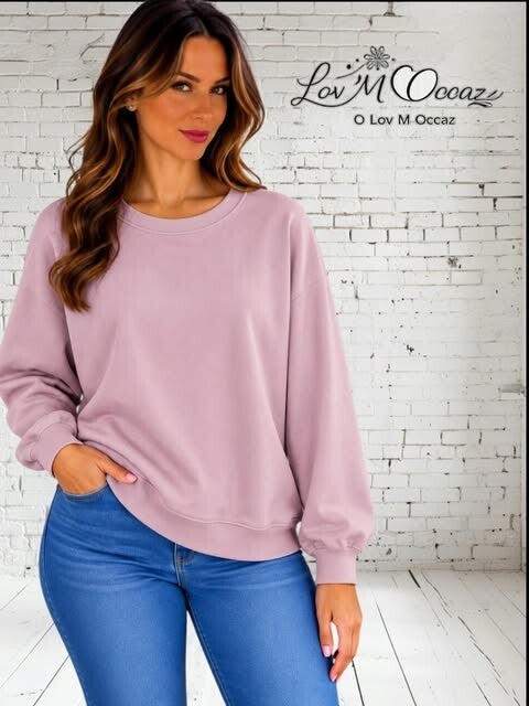 🌸 Sweat femme vieux rose col rond – Taille XL