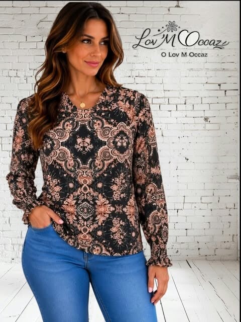 🌸 Blouse femme Yessica multicolore – Taille XL (44/46)