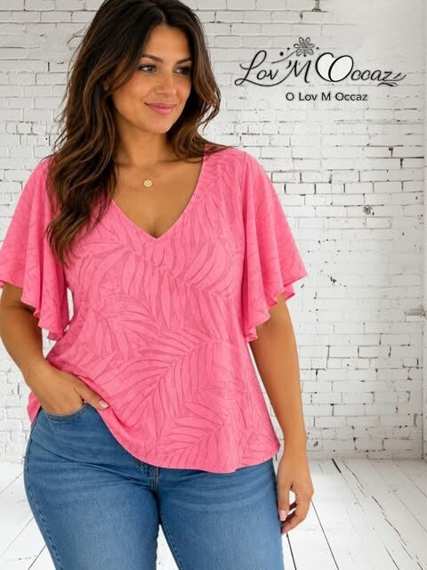 🌺 Haut fluide rose corail à effet dévoré – Armand Thiery – Taille M