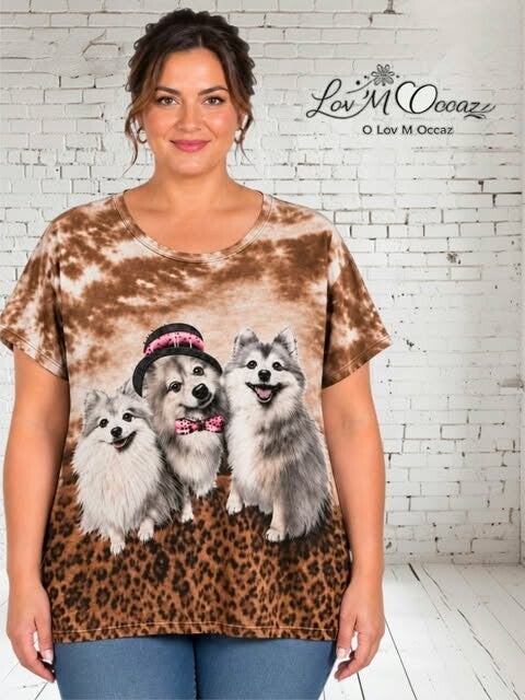 🐱 T-shirt fluide chat avec strass & dentelle – M2K Paris – Taille 44/46