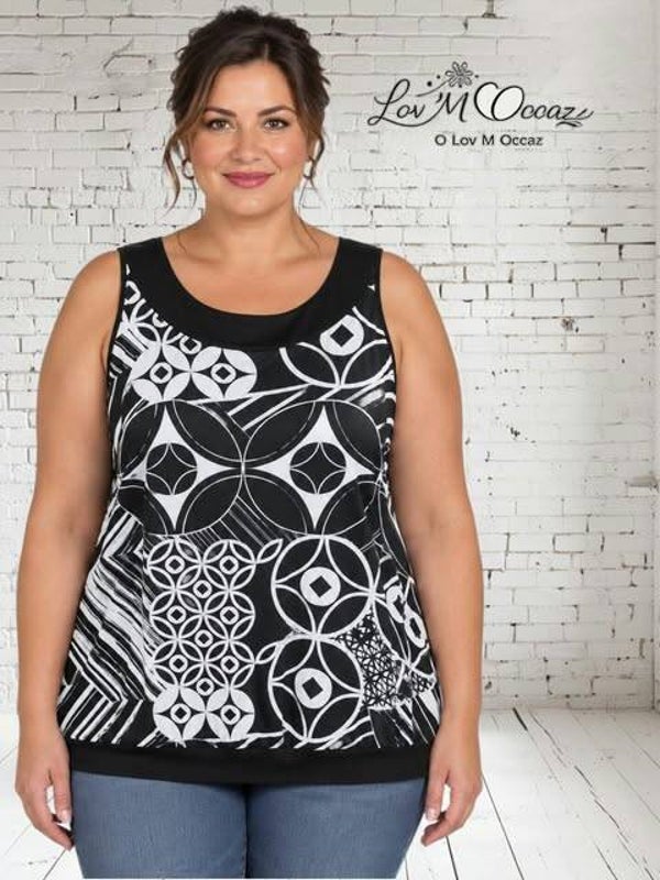 👚 Haut fluide noir & blanc – MS Mode – Taille XXL
