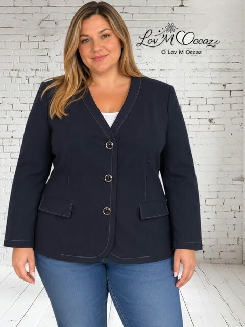Veste blazer élégante bleu marine – Gevana – Taille 50