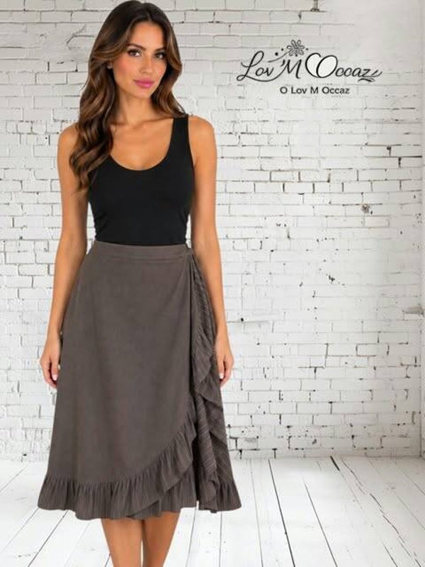 🍂 Jupe Midi « Automne Chic » – Marron – Taille réelle L/42