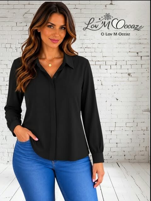 🖤 Chemise femme noire Bodyflirt fluide – Taille 42