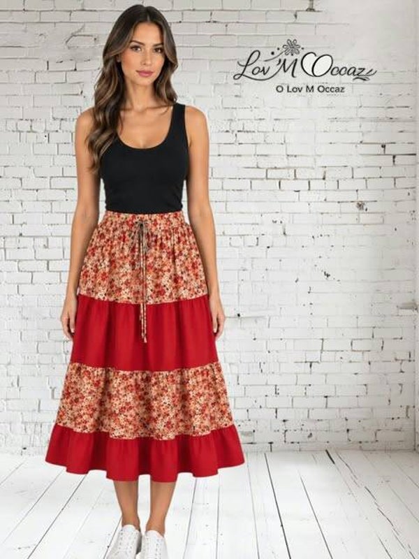 🌺 Jupe femme fluide à imprimé coloré – Taille XL