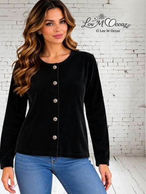 🖤 Gilet noir effet velours Forli – Taille 42/44