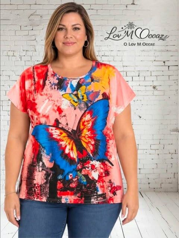 🦋 T-shirt femme imprimé papillons – R&F – Taille 46/48