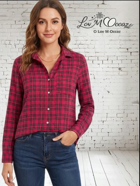 ❤️ Chemise femme à carreaux rouge et noir – Style bûcheron – Taille L (voir mesures)