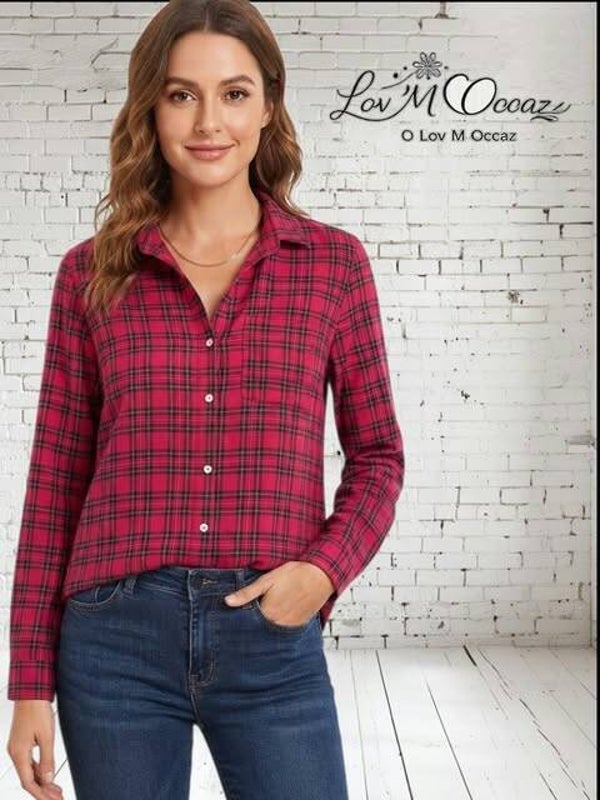 ❤️ Chemise femme à carreaux rouge et noir – Style bûcheron – Taille L (voir mesures)