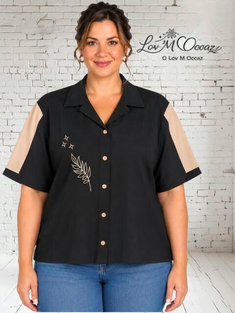 🖤 Blouse noir & beige – River Island – Taille 46