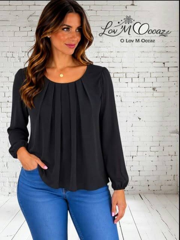 🖤 Blouse femme noire plissée Camaïeu – Taille 42
