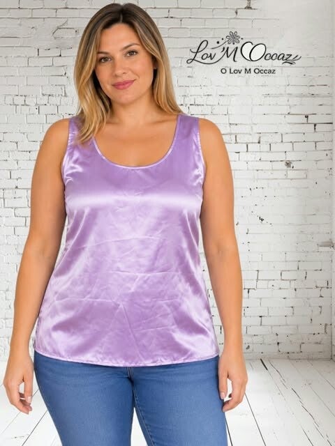 💜 Débardeur satiné lilas – Taille 44